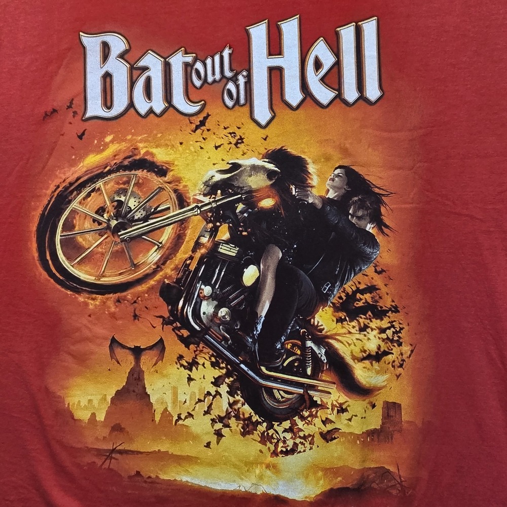 Meat Loaf Bat Out of Hell Graphic T-Shirt Men's 2XL Red Rock Band Tee